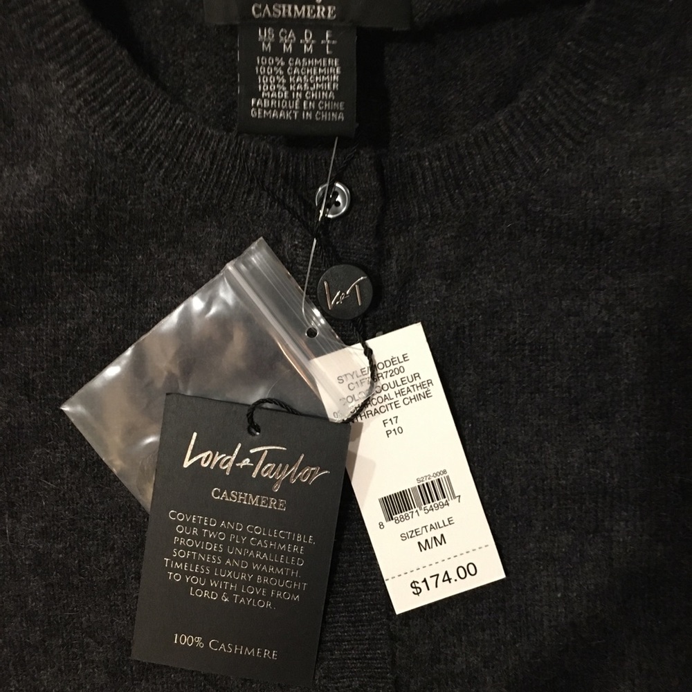 Cashmere cardigan NWT size M dark grey